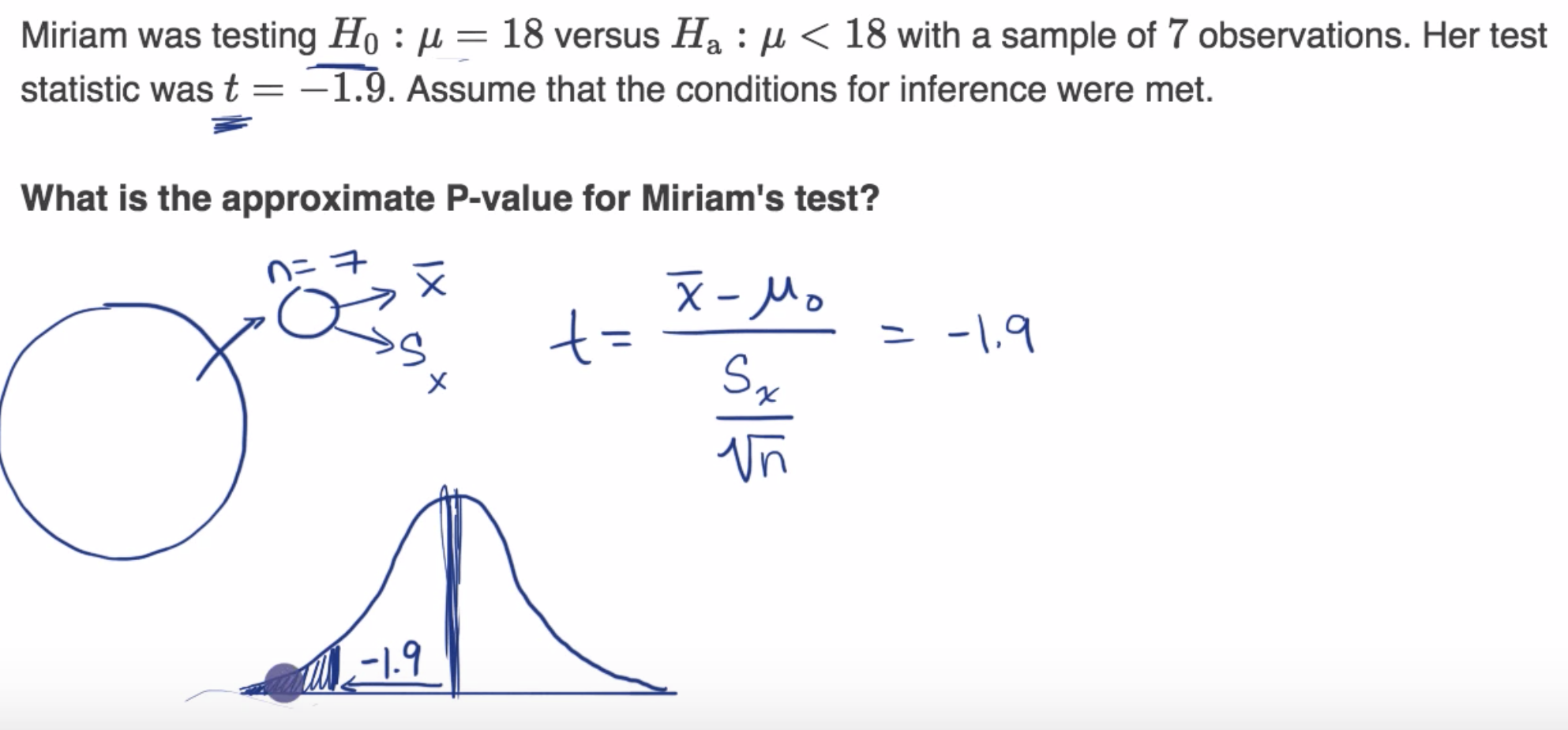 Using TI calculator for P-value from t statistic fig 1
